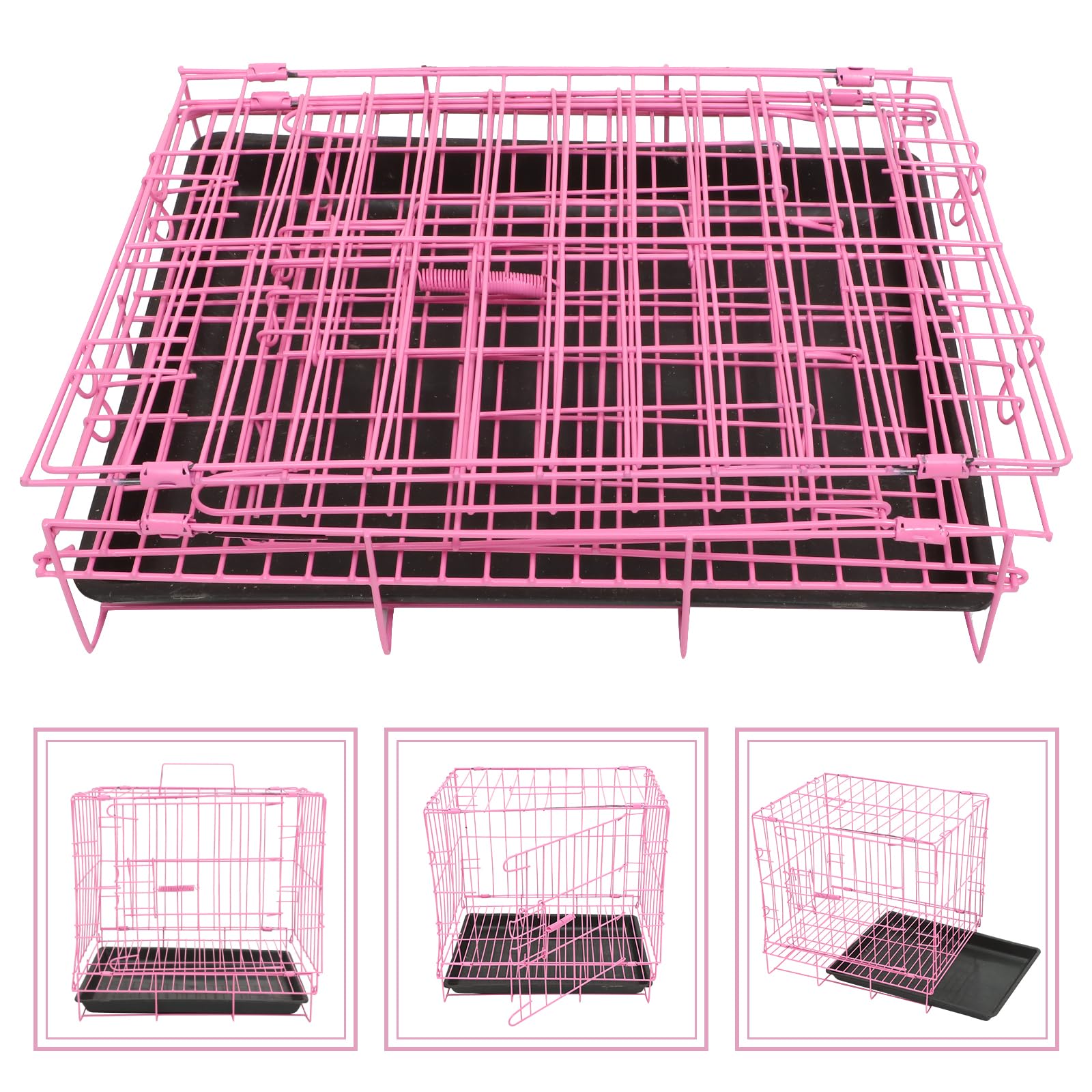 ULTECHNOVO Single Door Metal Dog Crate with Removable Tray - Portable Pet Cage for Medium Dogs, Poodles, Cats & Rabbits - Indoor & Outdoor Use for Home, Travel & Training
