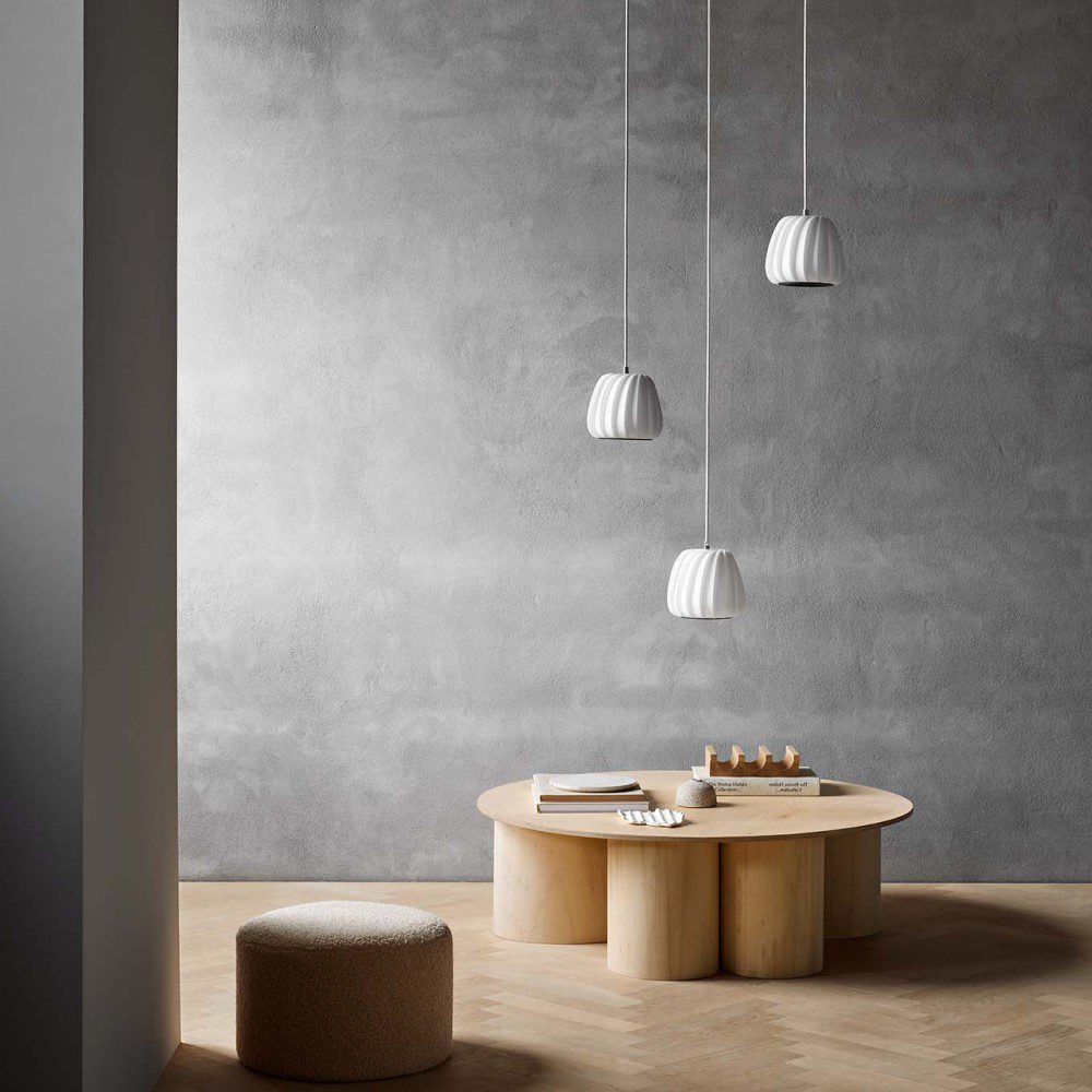 TOM ROSSAU ST906 Mini Pendant Light - 7.5x17 Inch White Coated Paper Shade, Modern Scandinavian Hanging Lamp for Kitchen Island, Dining Room & Bedroom Decor
