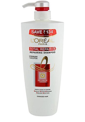 L'Oreal Paris Total Repair 5 Repairing Shampoo for Damaged Hair - 640ml with Free Ayurvedic Soap | Deep Conditioning Treatment for Dry, Brittle Hair | Salon-Quality Hair Care at Home