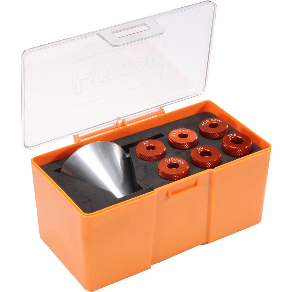 Lyman Brass Smith Pro Powder Funnel System - 5 Piece Reloading Kit with Orange Funnel for Ammo & Gun Powder | Perfect for Reloading Benches, Shooting Ranges & Hunting Accessories