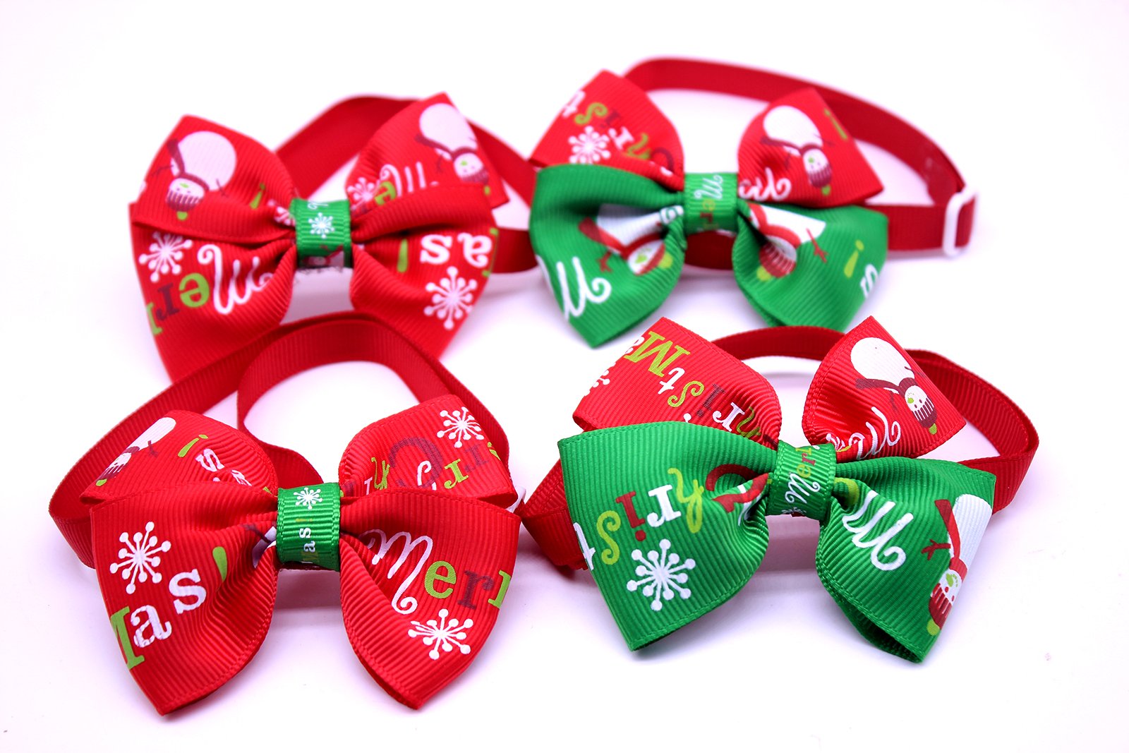 10pcs Festive Christmas Dog Bow Ties - Adjustable Pet Collar Accessories for Small Dogs & Cats | Perfect for Holiday Photos, Parties & Pet Grooming
