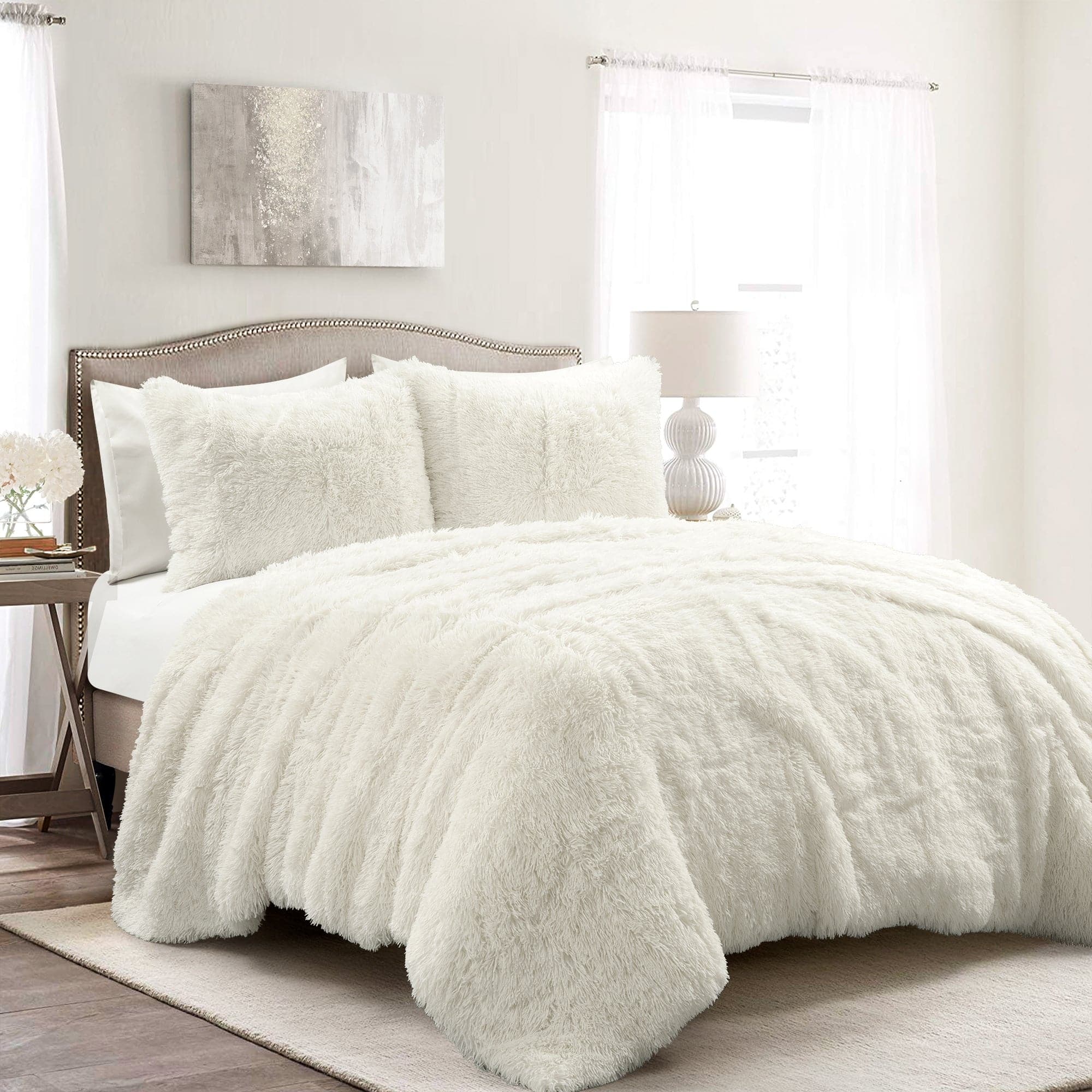 Emma Faux Fur Comforter Set - Soft & Luxurious Bedding Collection for Winter - Queen/King Size - Perfect for Cozy Bedrooms, Guest Rooms & Winter Home Decor