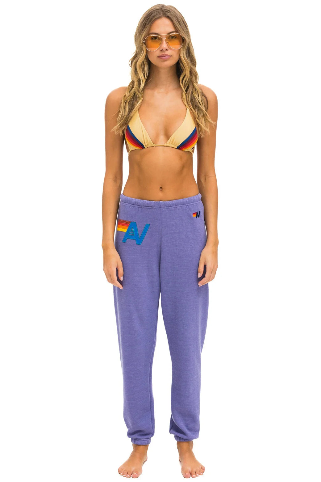 Aviator Nation Logo Stitch Sweatpants for Women - Soft Lavender Joggers, Comfortable Lounge Pants for Yoga, Running & Casual Wear