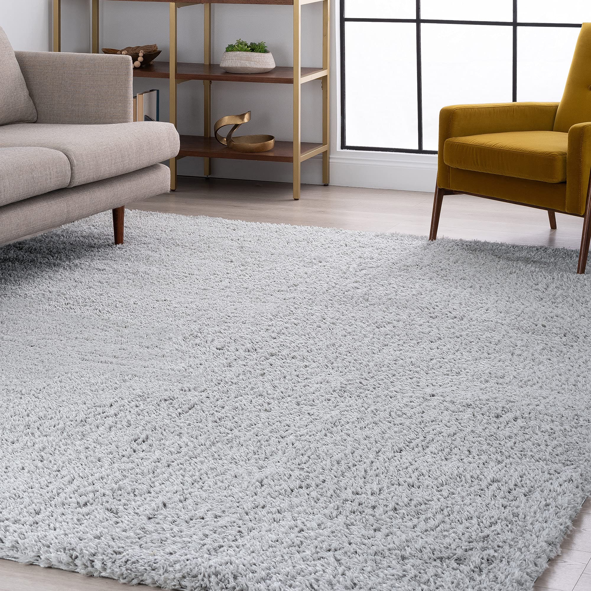 Tayse Havana Silver 8x10 Shag Rectangle Area Rug - Soft Transitional Solid Carpet for Living Room, Bedroom & Dining Room - Perfect for Home Decor & Cozy Spaces
