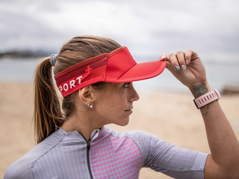 Compressport Unisex Ultralight Running Visor - Red | Breathable Sun Protection for Outdoor Sports & Fitness Activities