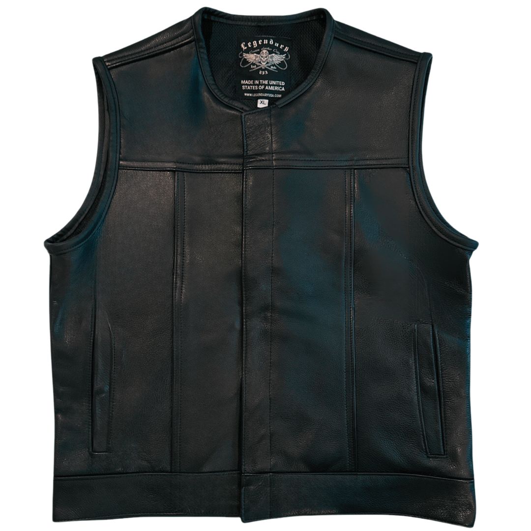 Legendary Classic NCP Fitted Leather Club Style Motorcycle Vest for Men & Women - Biker Jacket for Harley Davidson Riding, Cruiser & Motorcycle Club Events
