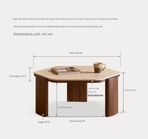 Solid Black Walnut Wood Rocking Coffee Table - Handcrafted Rustic Living Room Furniture for Cozy Home Decor