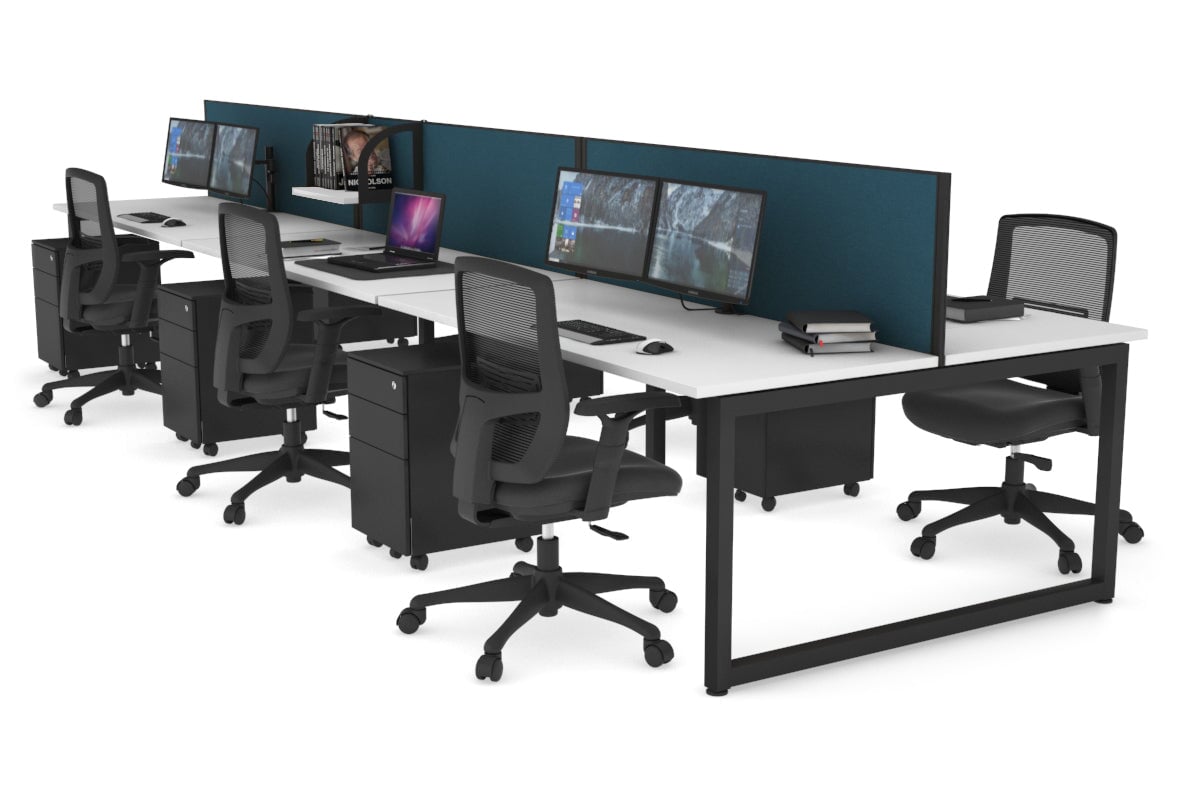Quadro Loop Legs 6-Person Office Workstation Desk [1600L x 700W] - Perfect for Collaborative Workspaces & Open Office Environments