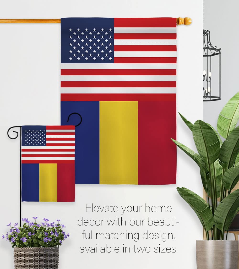 Americana Home & Garden Romania-US Friendship House Flag - Double-Sided Decorative Banner for Yard, Garden & Outdoor Decor - Made in USA - Perfect for International Friendship Celebrations & Patriotic Displays