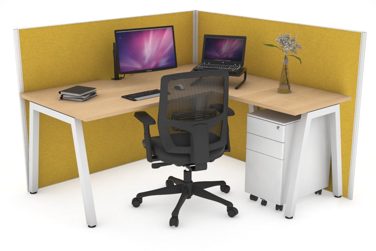 Horizon Quadro A Legs L-Shaped Corner Office Desk - 1600L x 1550W with Cable Management | Modern Home Office & Gaming Desk for Workspace & Study Room