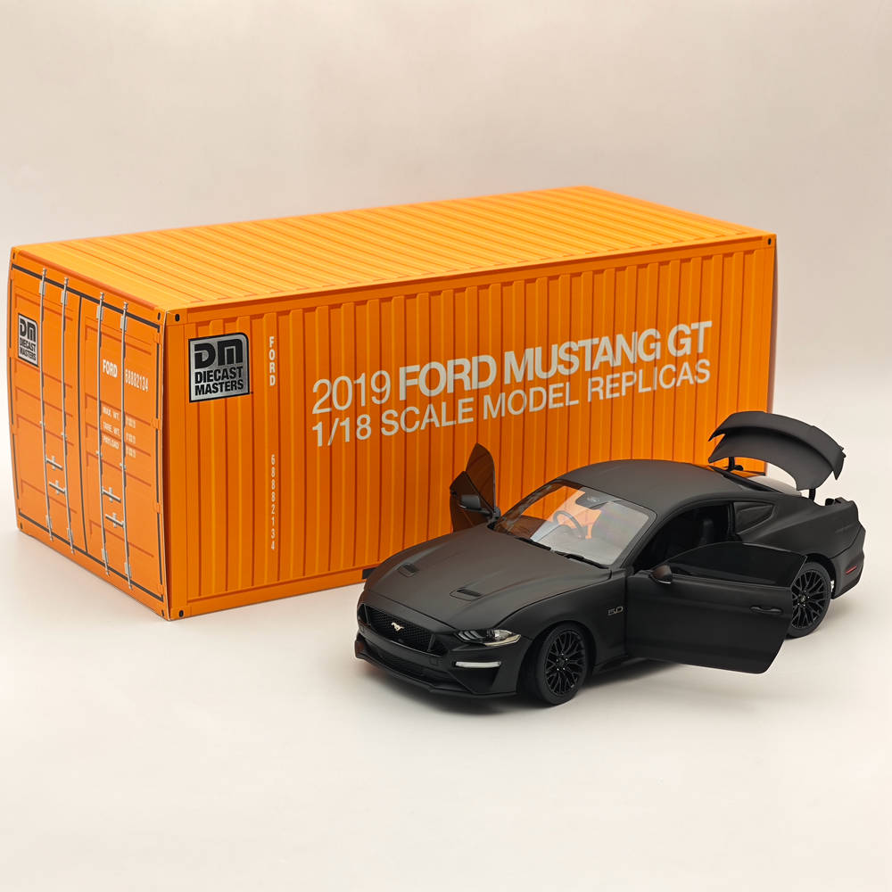 1/18 Scale Diecast Model Car - 2019 Ford Mustang GT Matte Black RHD - Highly Detailed Collectible Miniature for Display & Hobby Enthusiasts | Perfect for Office Decor, Car Shows & Gift Giving