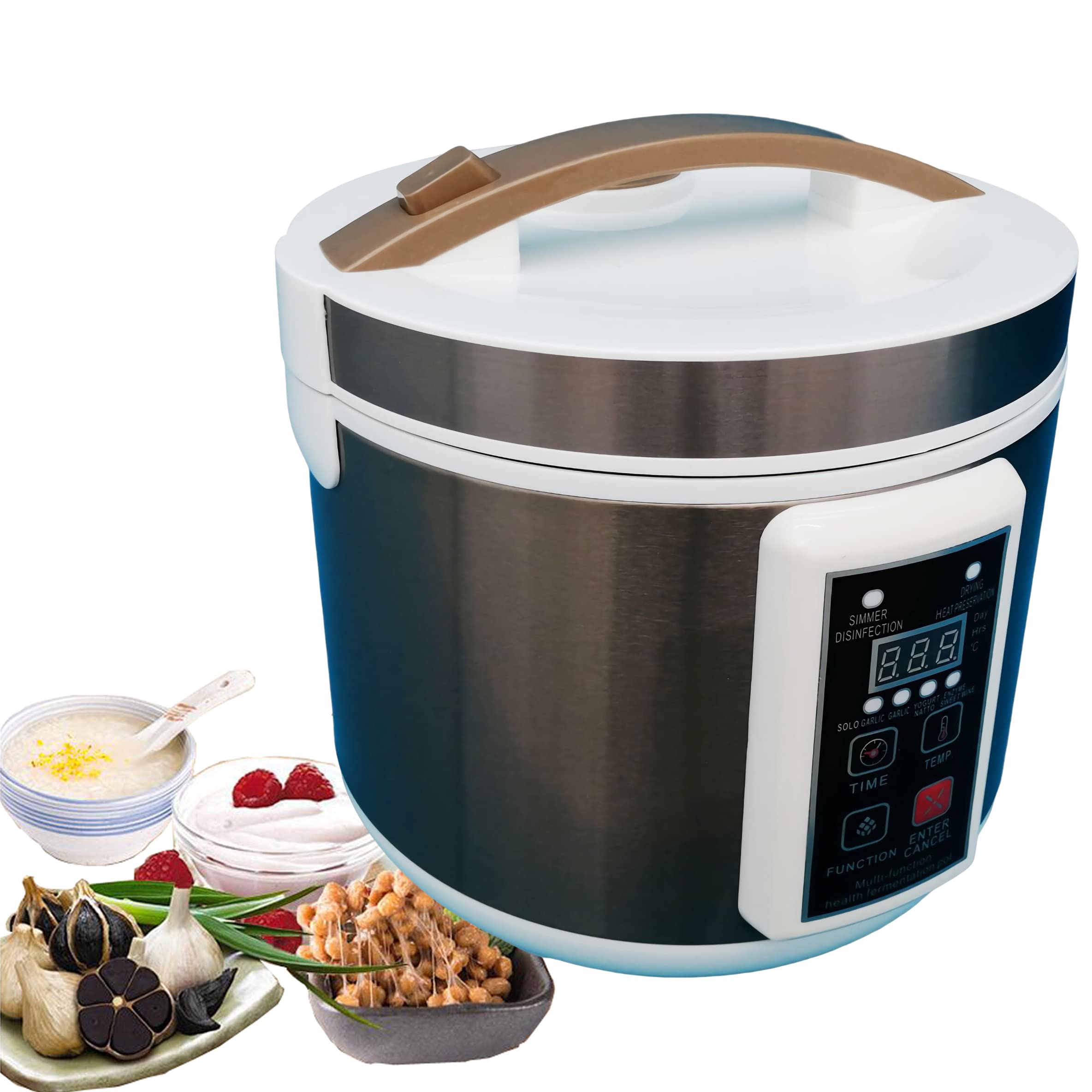 INTSUPERMAI 110V Multi-Functional Fermentation Pot with Thickened Inner Liner - Automatic Smart Fermenter for Black Garlic, Yogurt, Natto, Sweet Rice Wine (5L) - Perfect for Home Brewing, Probiotic Foods & DIY Fermentation Projects
