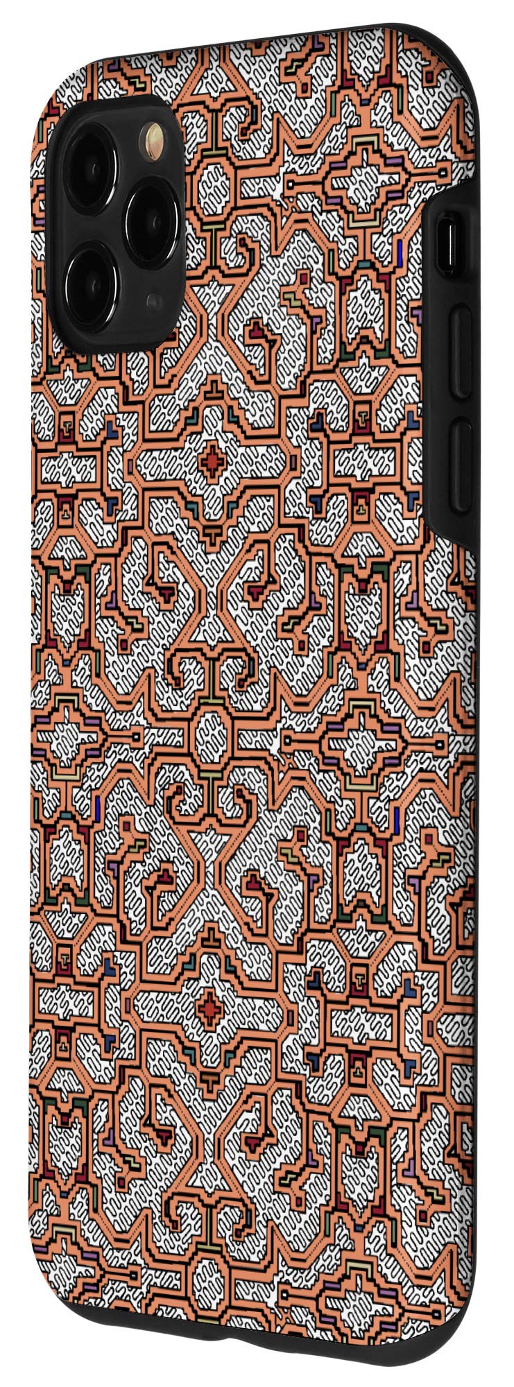 iPhone 11 Pro Max Case - Orange Tribal Pattern Inspired by Shipibo-Conibo Art from Peruvian Amazon | Protective Phone Cover for Daily Use, Travel & Outdoor Adventures