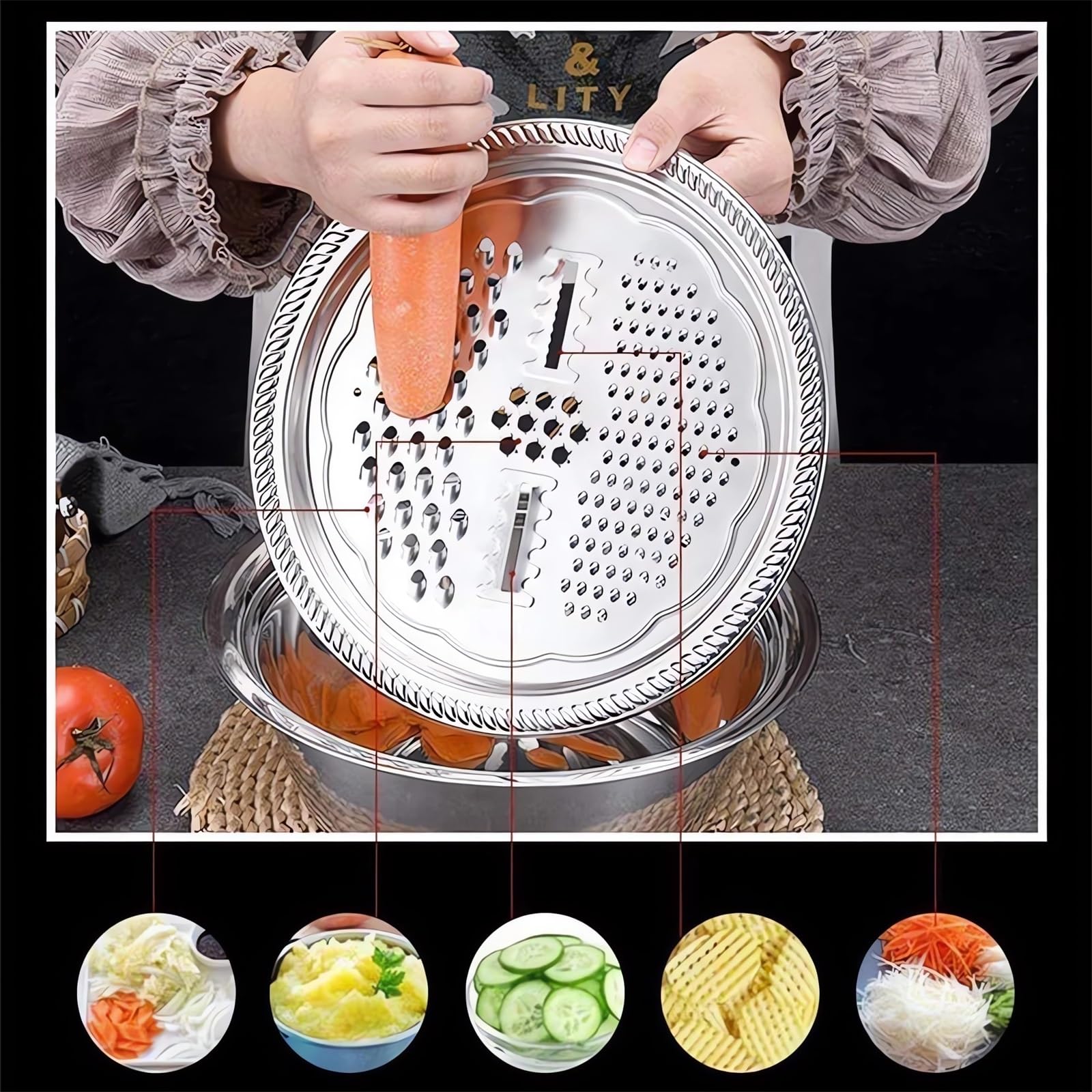 Germany Multifunctional Stainless Steel Colander Strainer Set - 9.45in Salad Spinner, Fruit & Vegetable Washing Basket, Rice Rinser with Container | Perfect for Kitchen, Cooking, Meal Prep & Healthy Eating