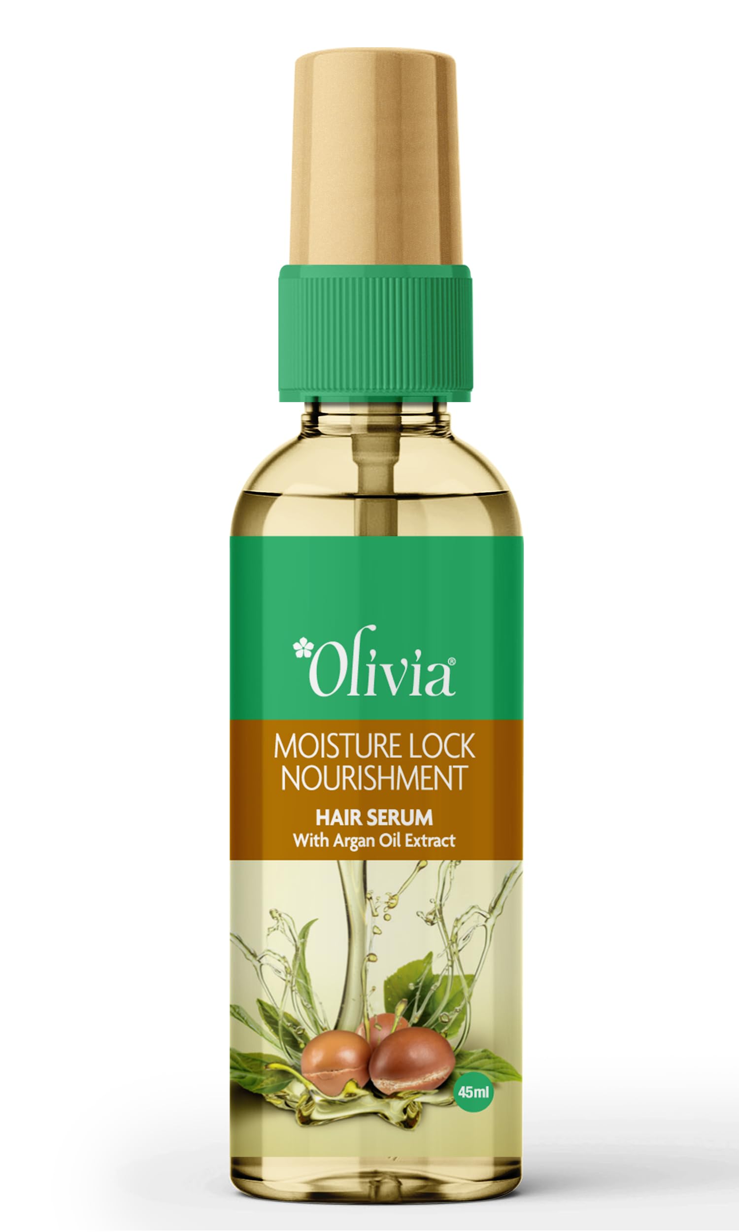 Olivia Moisture Lock Nourishing Hair Serum with Argan Oil Extract - 45ml for Smooth, Frizz-Free, Shiny & Tangle-Free Hair | Perfect for Dry, Damaged Hair & Daily Styling Protection