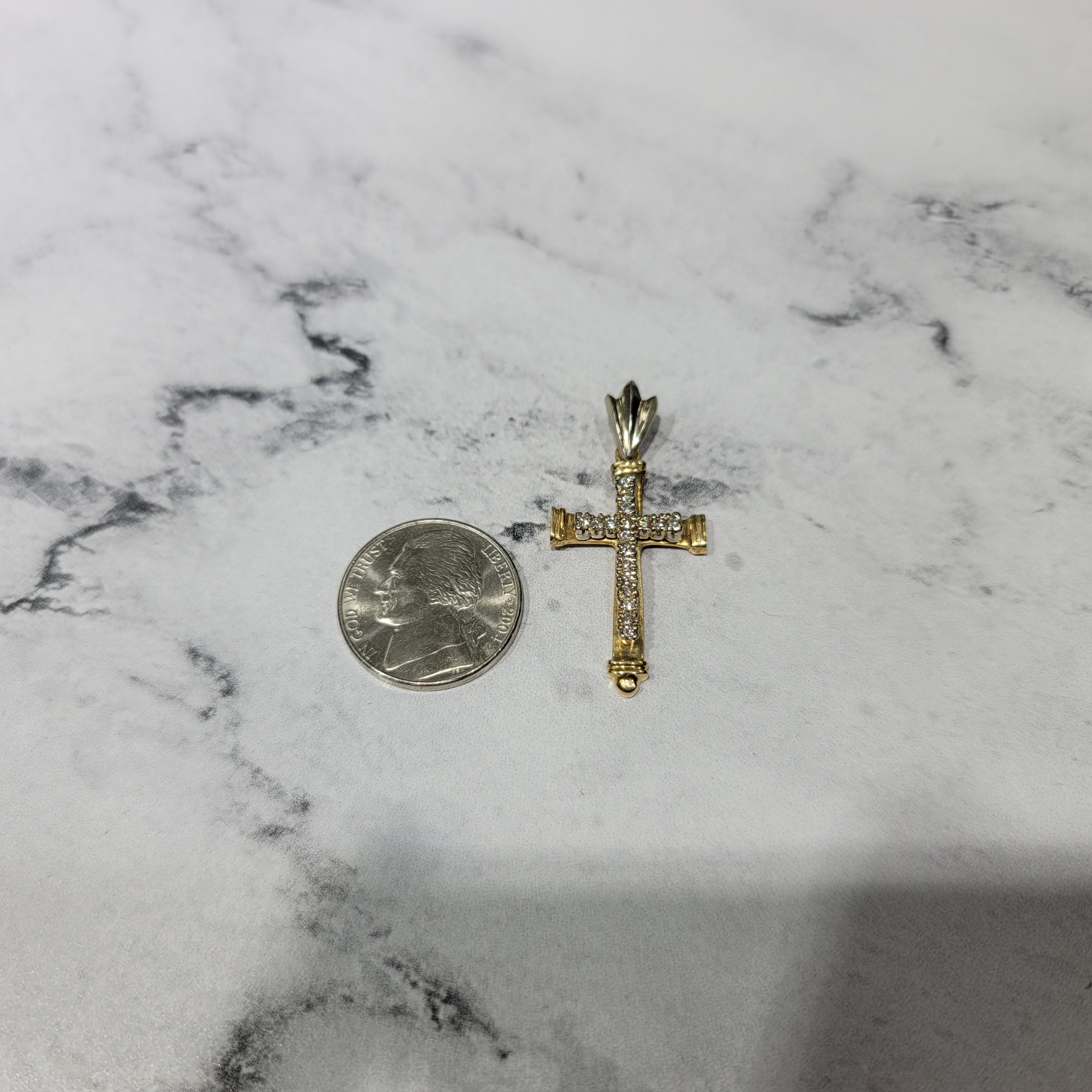 Antique Diamond Cross Necklace - 14K Gold Religious Jewelry for Women, Elegant Pendant Gift for Christmas, Baptism & Weddings | Perfect for Church, Daily Wear & Special Occasions