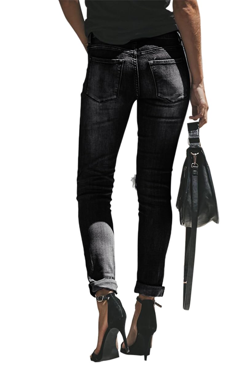 Cordat Women's Ripped Boyfriend Denim Pants - Judy Blue Stretch Skinny Jeans for Casual Wear & Street Style | High Waist Distressed Jeans for Women | Comfortable Stretch Denim for Everyday Outfits