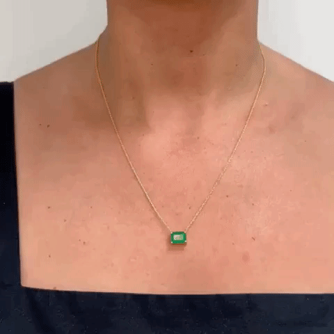 1.35ct Emerald Cut Solitaire Necklace in 14K Gold - Elegant Green Gemstone Jewelry for Women, Perfect for Weddings, Anniversaries & Special Occasions