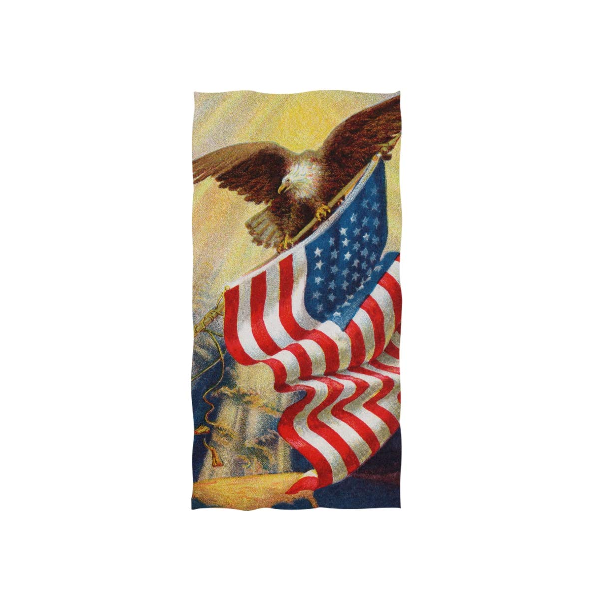 ALAZA Microfiber Gym Towel - Quick Dry Sports Towel with Eagle & American Flag Design (15x30 Inch) - Perfect for Workouts, Yoga, Travel & Beach