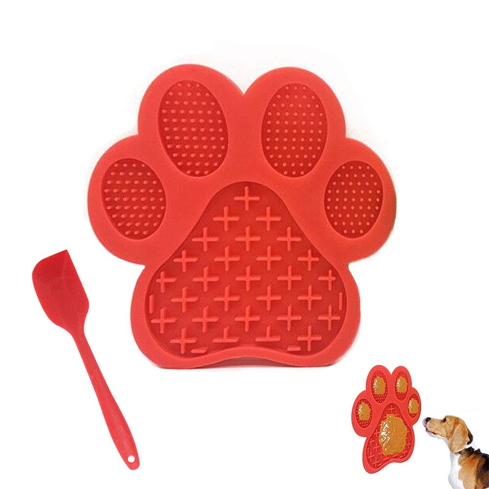 Dog Licking Mat for Anxiety Relief - Slow Feeder Dog Bowl with Peanut Butter - Non-Slip Suction Pad for Bathing, Grooming & Training - Red | Perfect for Anxious Pets, Mealtime Enrichment & Vet Visits