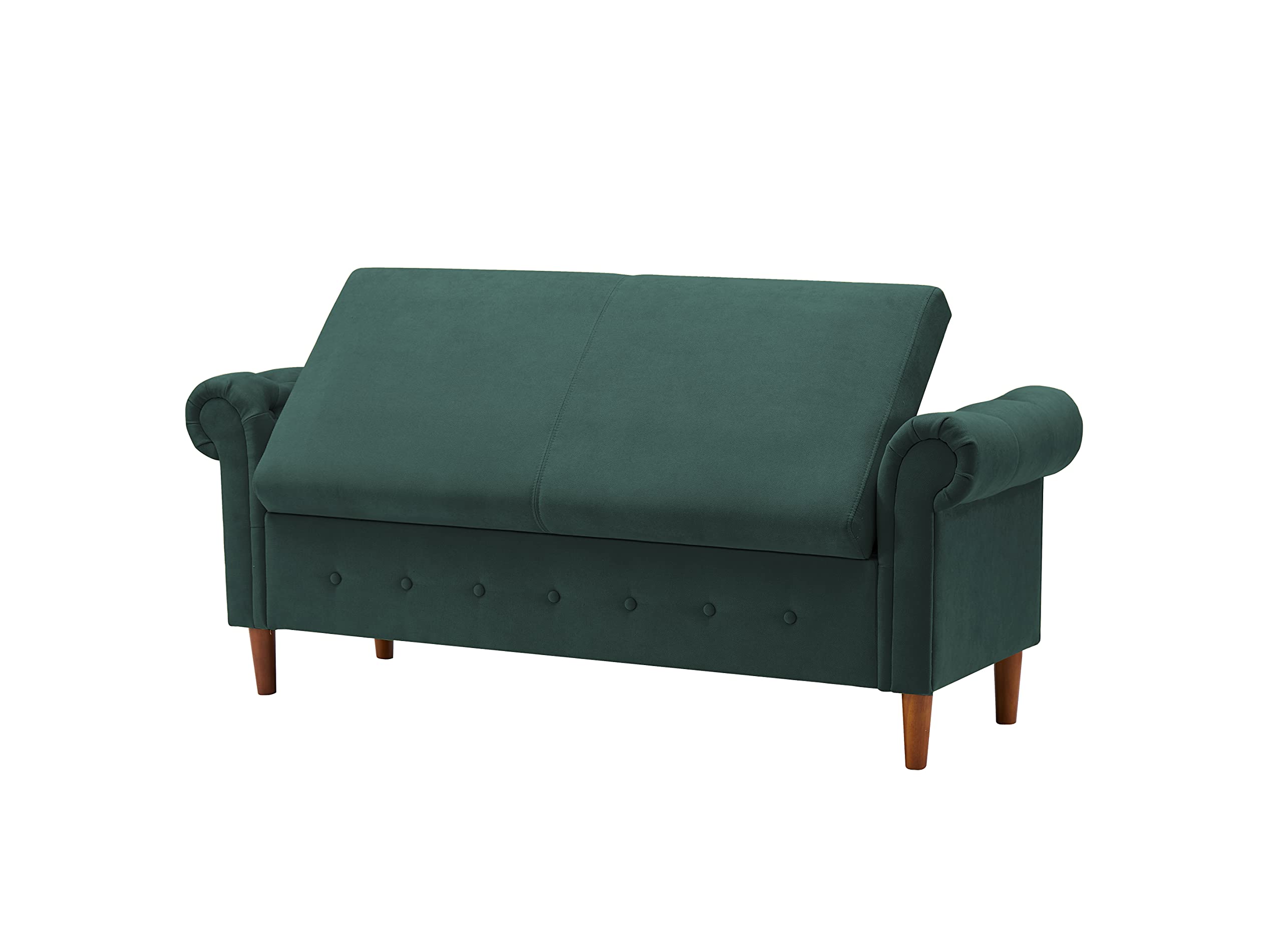Yoglad Olive Green Multifunctional Storage Ottoman Bench - Rectangular Sofa Stool with Armrest, Contemporary Rolled Arm Design for Living Room, Bedroom & Home Decor (Perfect for Extra Seating & Hidden Storage)