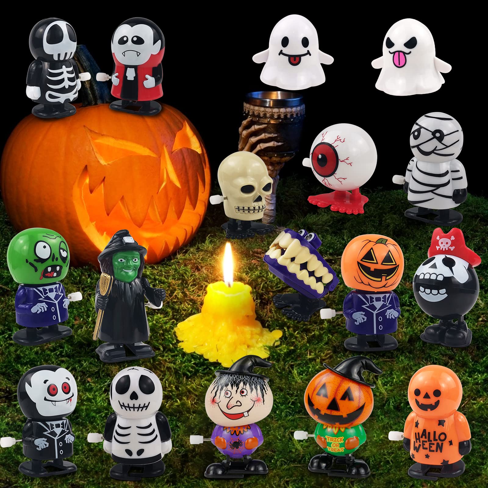 18 Pcs Halloween Wind Up Toys for Kids - Fun Clockwork Jumping & Walking Toys, Educational Party Favors for Toddlers, Boys & Girls | Perfect for Halloween Parties, Goody Bags & Classroom Rewards
