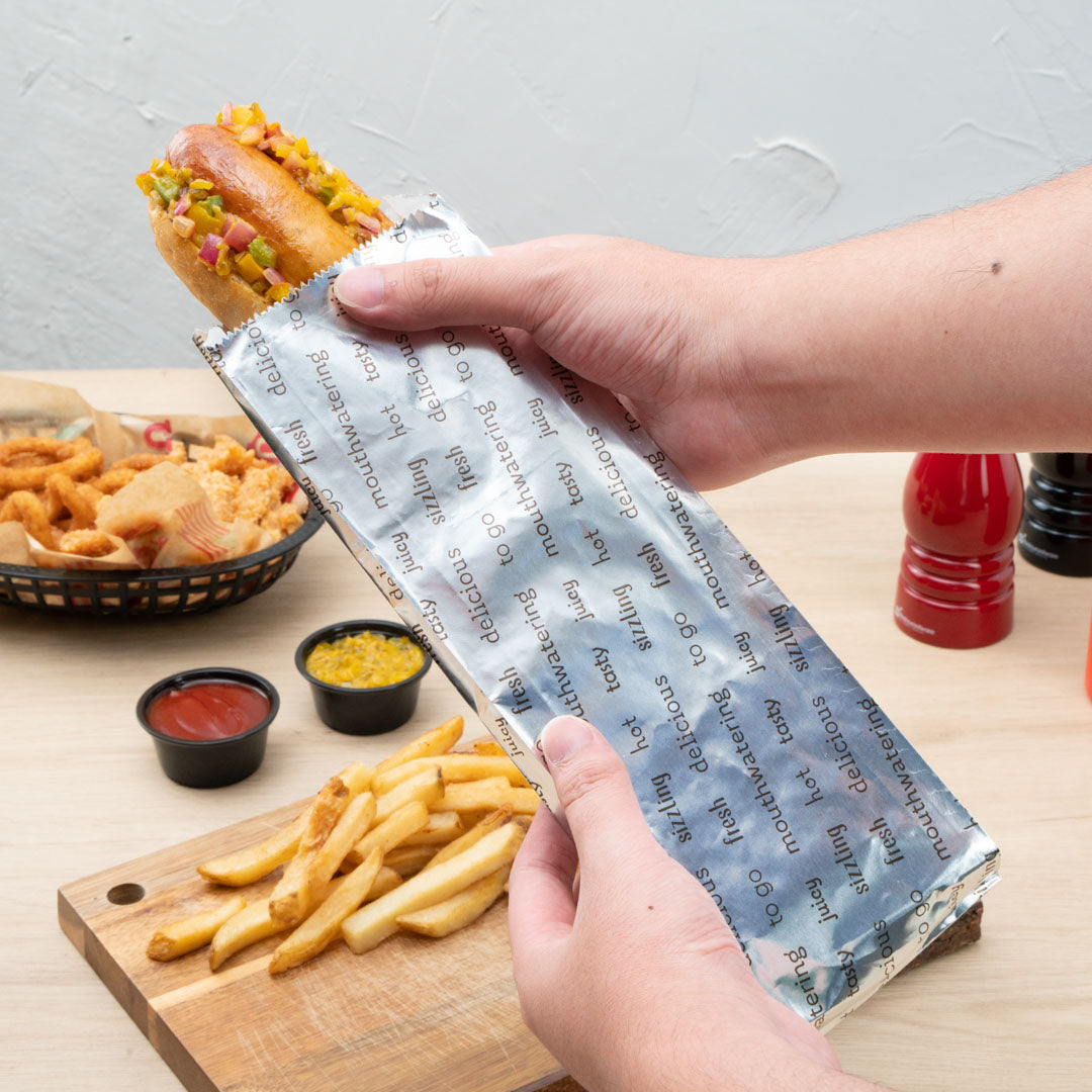 Premium Large Hot Dog Foil Bags - 3.75