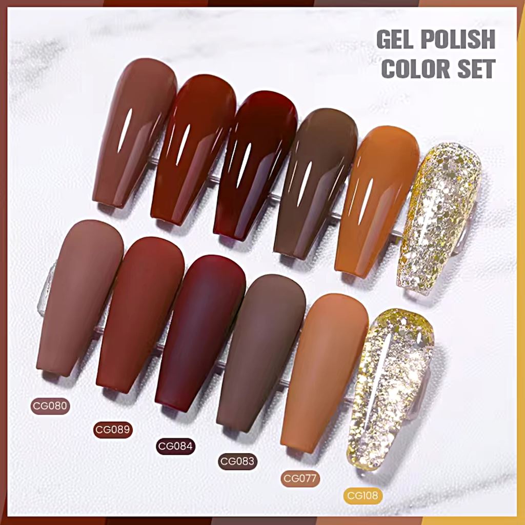 6 Colors Gel Nail Polish Set for Autumn & Winter - Long Lasting Soak Off UV LED Nail Polish Kit for Manicure & Pedicure at Home or Salon