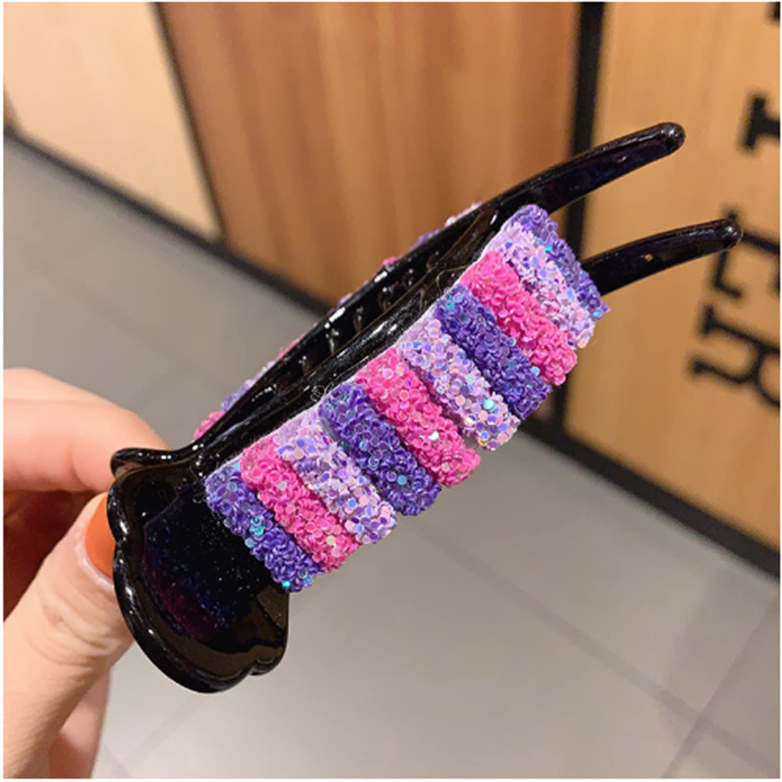 GAZooART Fashion Rainbow Colorful Bangs Hair Clips - Acrylic Resin Hair Accessories Set for Women & Girls (Dazzling Purple) - Perfect for Parties, Birthdays, Weddings & Daily Styling