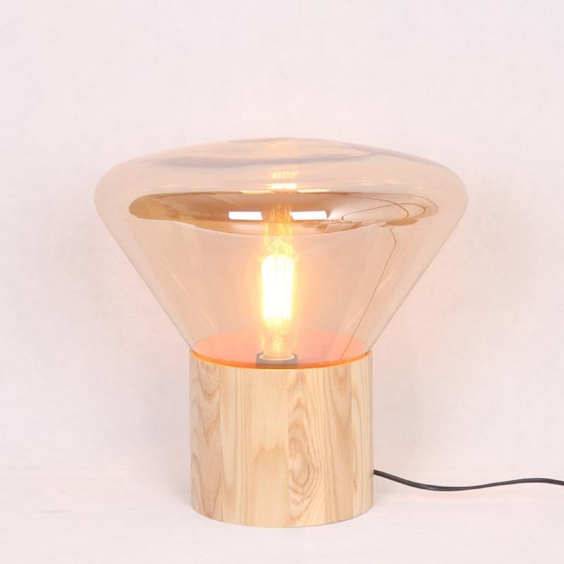 Modern Wood Table Lamp - Handcrafted Solid Oak Nightstand Light for Bedroom, Living Room & Office - Warm White LED Bulb Included for Cozy Ambience
