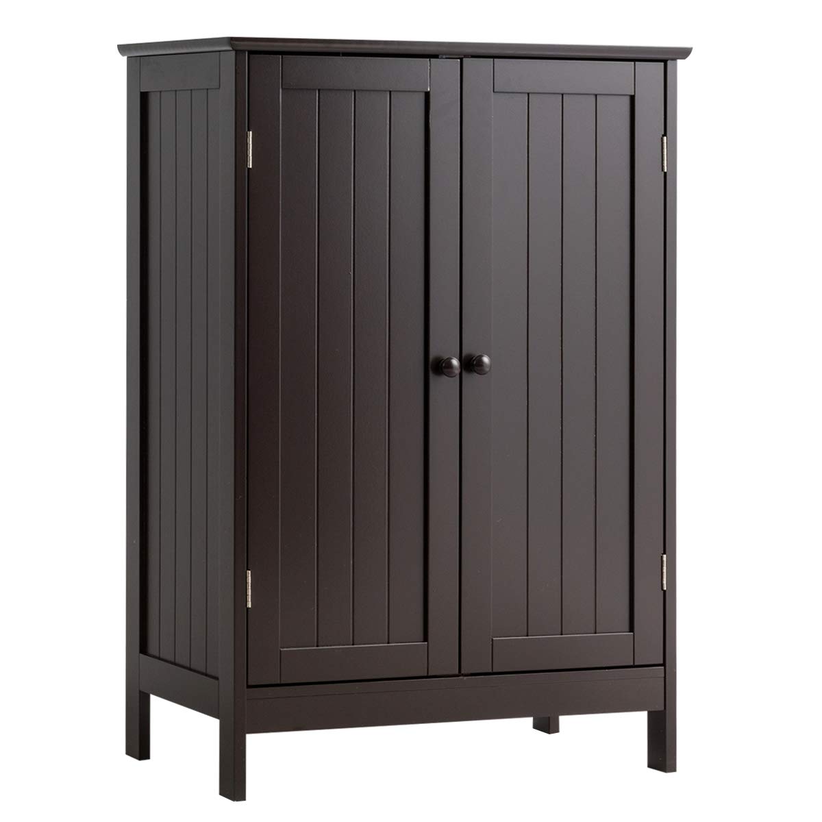 Tangkula Freestanding Bathroom Floor Cabinet with Double Doors & Shelf - Modern Wooden Storage Organizer for Bathroom, Living Room & Home - Perfect for Towel Storage, Toiletries & Home Decor (Brown)