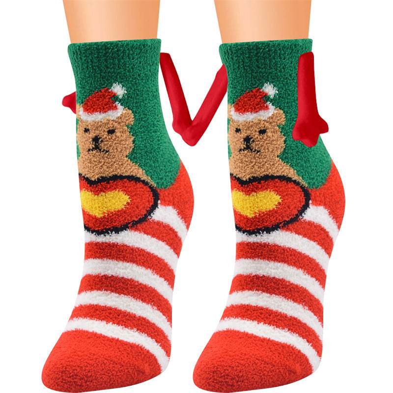 Hand In Hand Magnetic Christmas Socks - Festive Holiday Socks for Couples & Families - Perfect for Christmas Gifts, Stocking Stuffers & Winter Home Decor