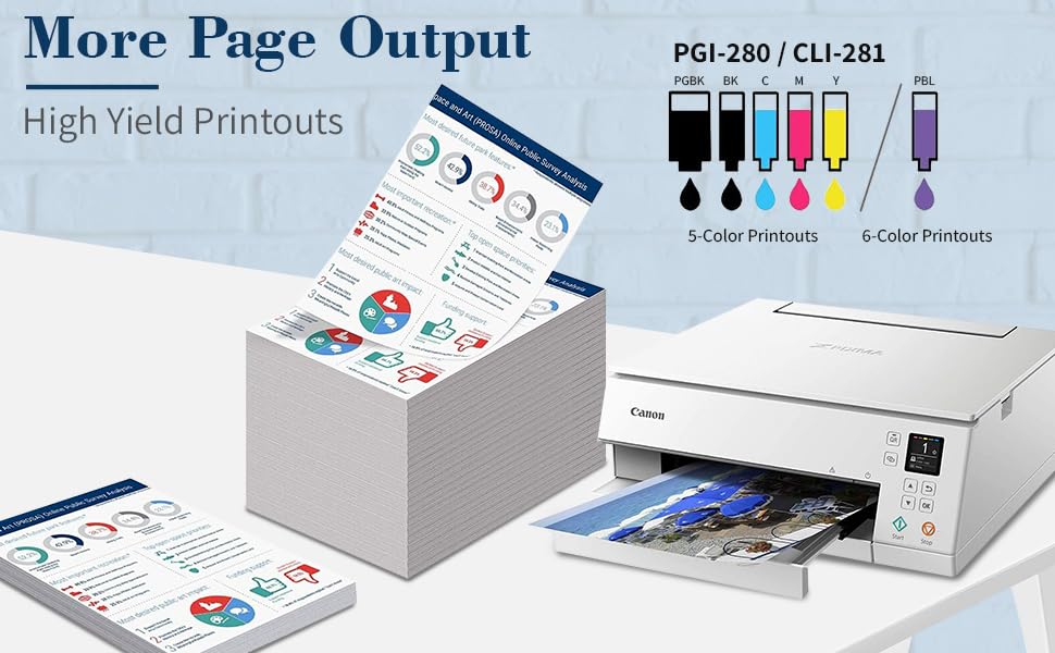 PGI-280 CLI-281 Compatible Ink Bottle Set for Canon PIXMA TS9520 TR8520 TR7520 TS6120 Printers - 2500mL Refill Ink with Blunt Injector Tools Kit - Perfect for Home Office Printing & Photo Projects