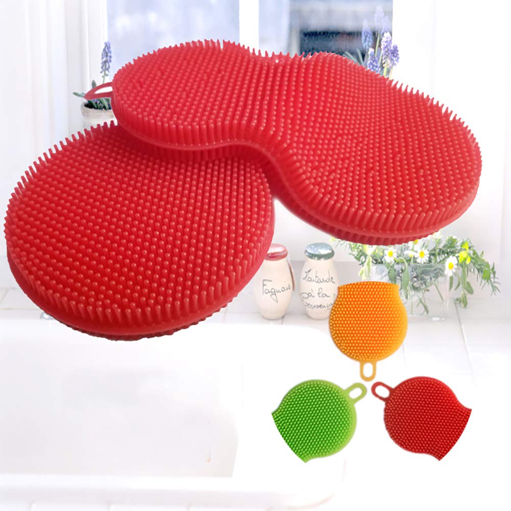 Food Grade Silicone Sponge Brush (3 Pack) - BPA Free, Heat Resistant for Dish Washing & Kitchen Cleaning