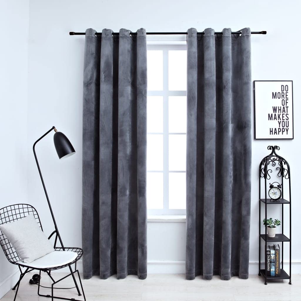 Blackout Curtains with Rings - 2 Panels Set, 54x95 Inch Velvet Room Darkening Curtains for Bedroom, Thermal Insulated Light Blocking Drapes in Anthracite - Perfect for Home Theater, Nursery & Shift Workers