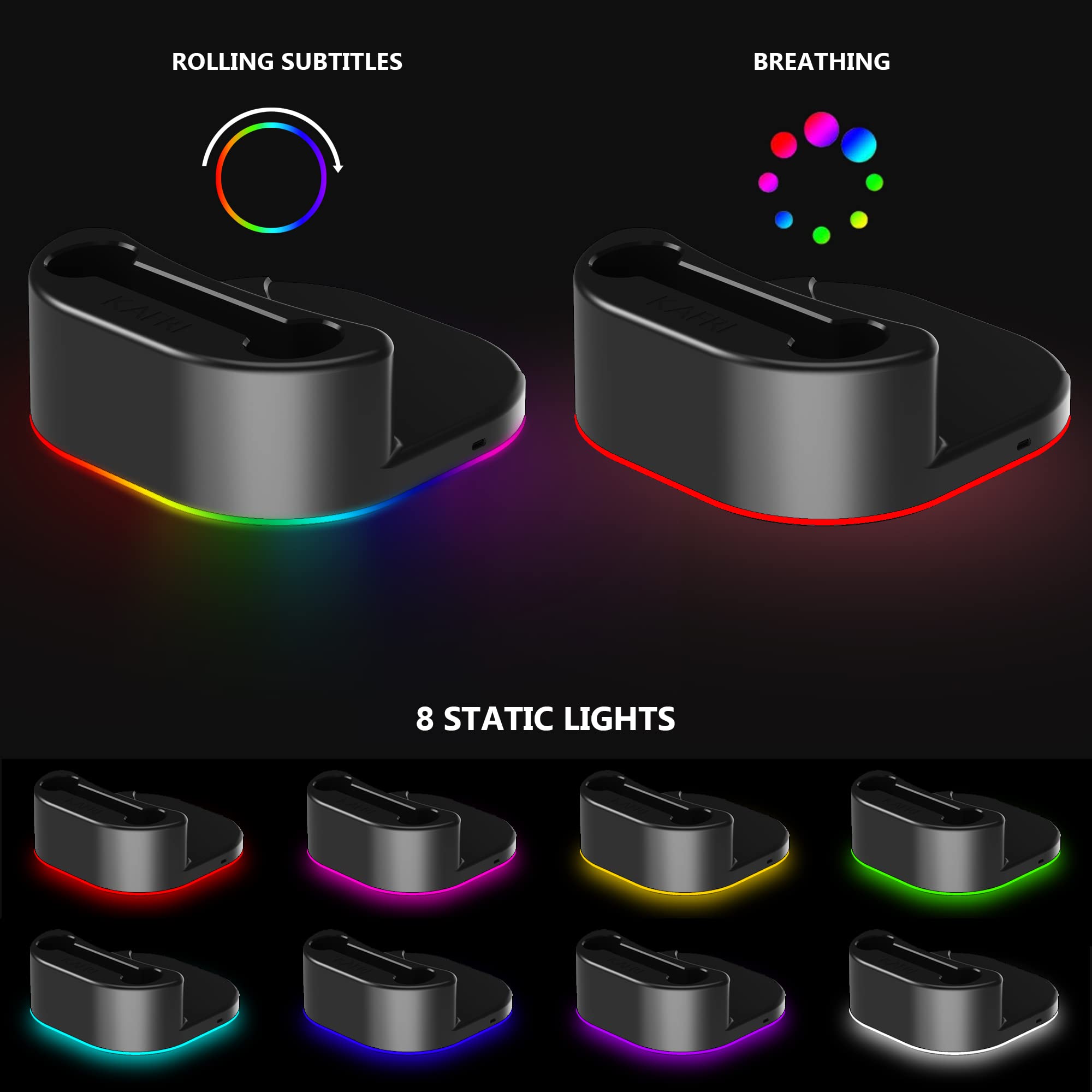 Meta Quest 2 VR Headset Charging Dock with LED Light & Controller Holder - Fast Charging Stand Station for Oculus Quest 2 Accessories - Perfect for Gaming, VR Entertainment & Headset Storage (Black)