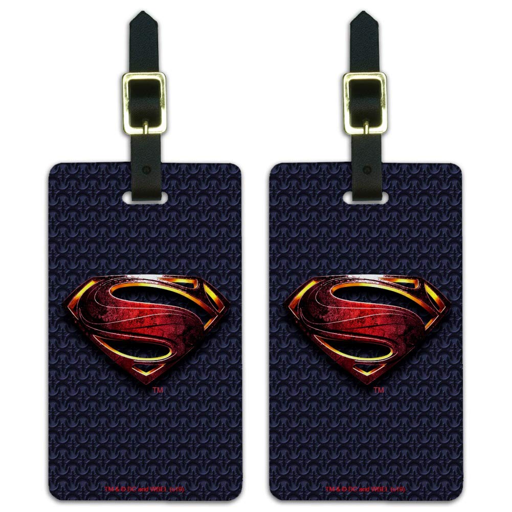 Justice League Movie Superman Logo Luggage ID Tags - Set of 2 Travel Accessories for Carry-On Bags, Suitcases & Backpacks - Perfect for Air Travel, Vacation & Business Trips