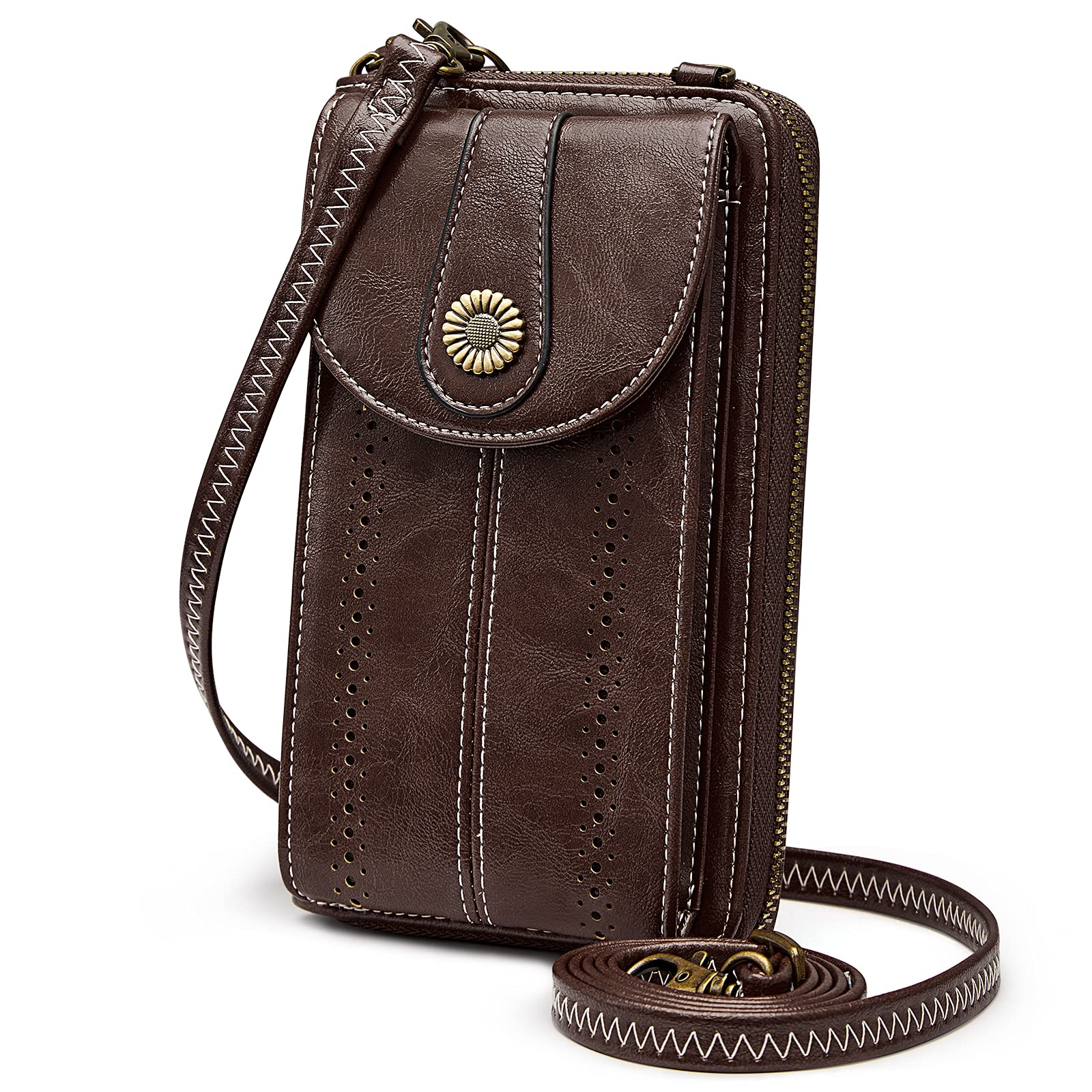 S-ZONE Women's RFID Blocking Crossbody Phone Purse - Small Faux Leather Wallet Bag for Everyday Use, Travel & Shopping