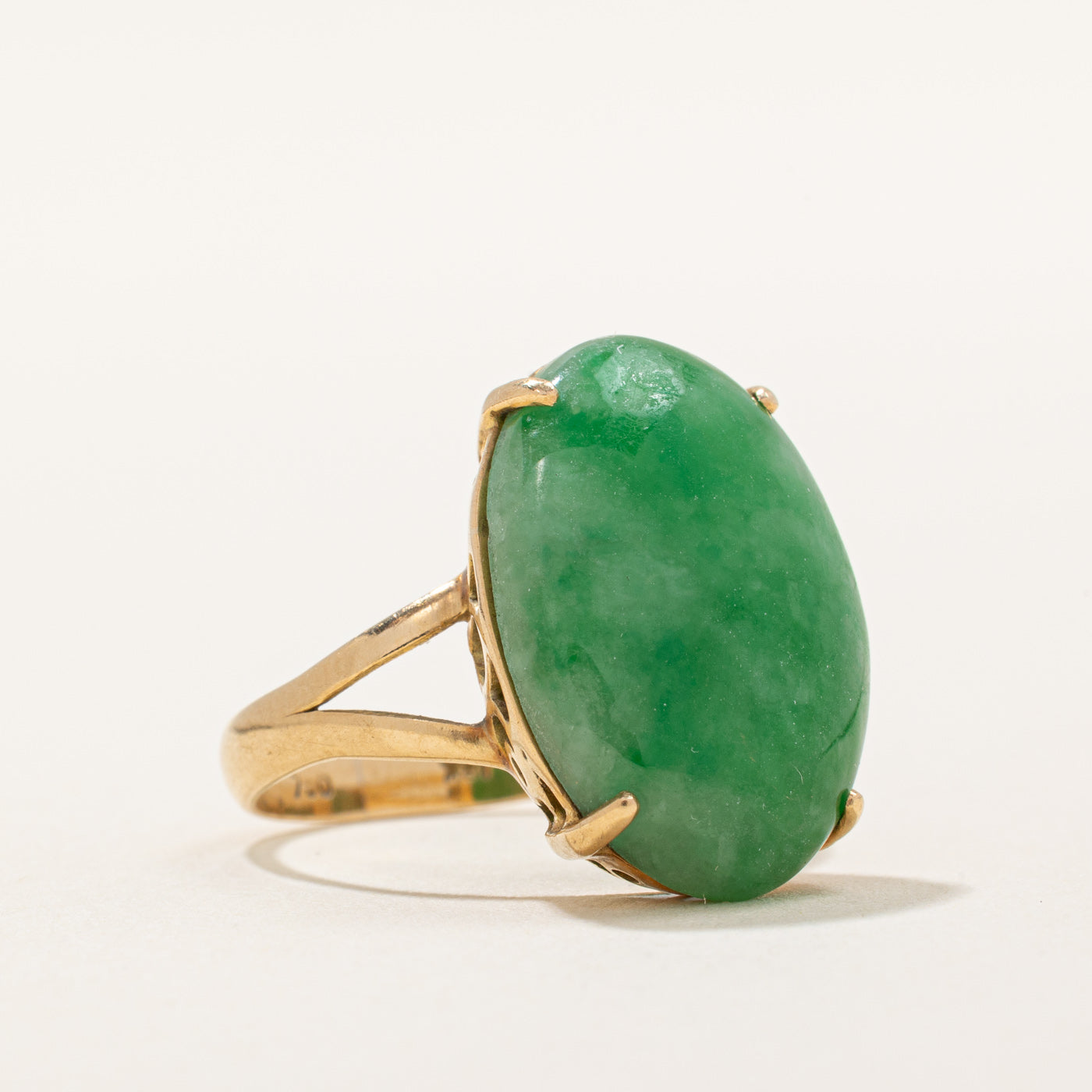 18K Gold Jadeite Cocktail Ring - 12.00 Carat Natural Jade | Size 7 | Elegant Statement Jewelry for Weddings, Parties & Special Occasions