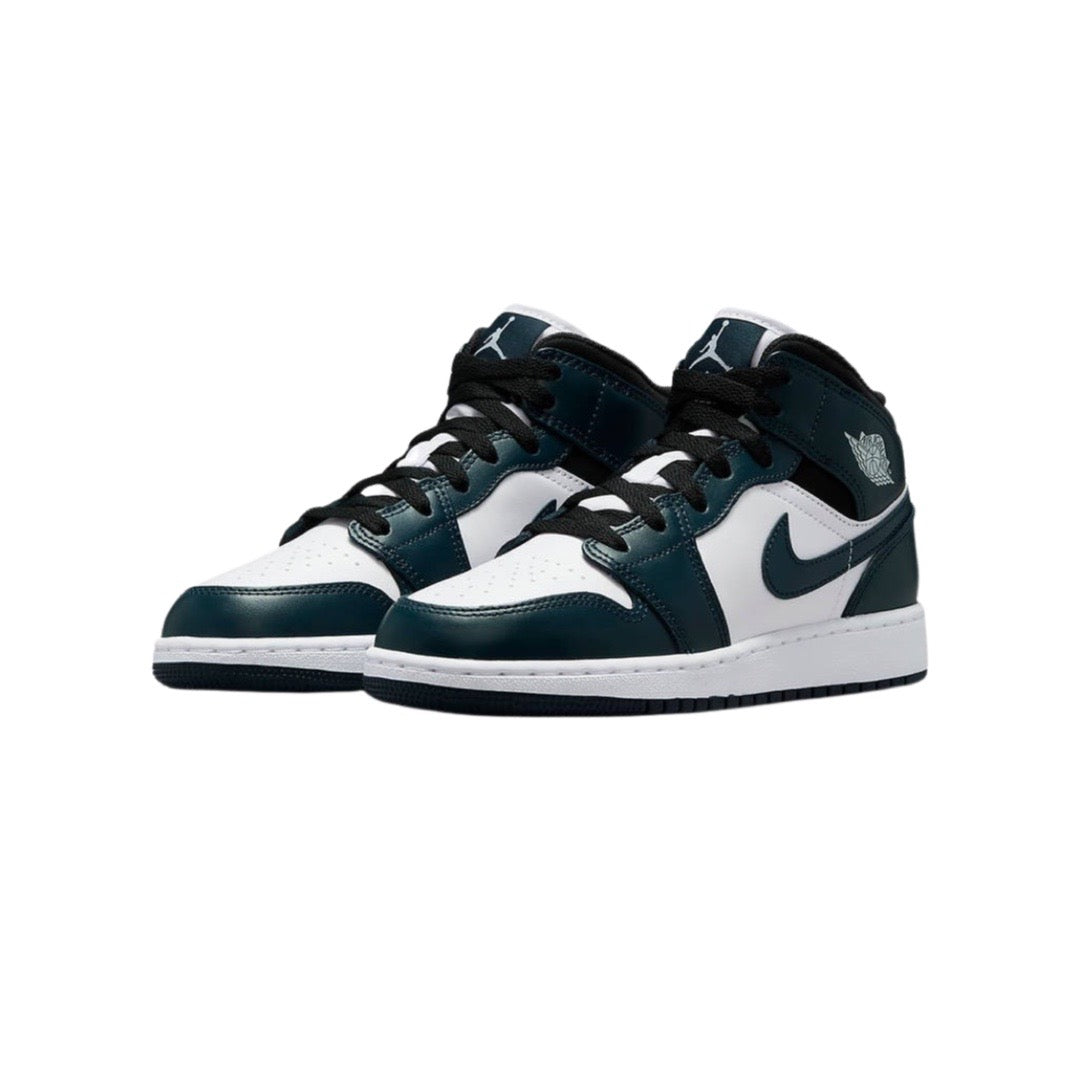 Air Jordan 1 Mid GS Sneakers - Armory Blue & White Basketball Shoes for Women & Girls - Perfect for Casual Wear, Sports & Street Fashion