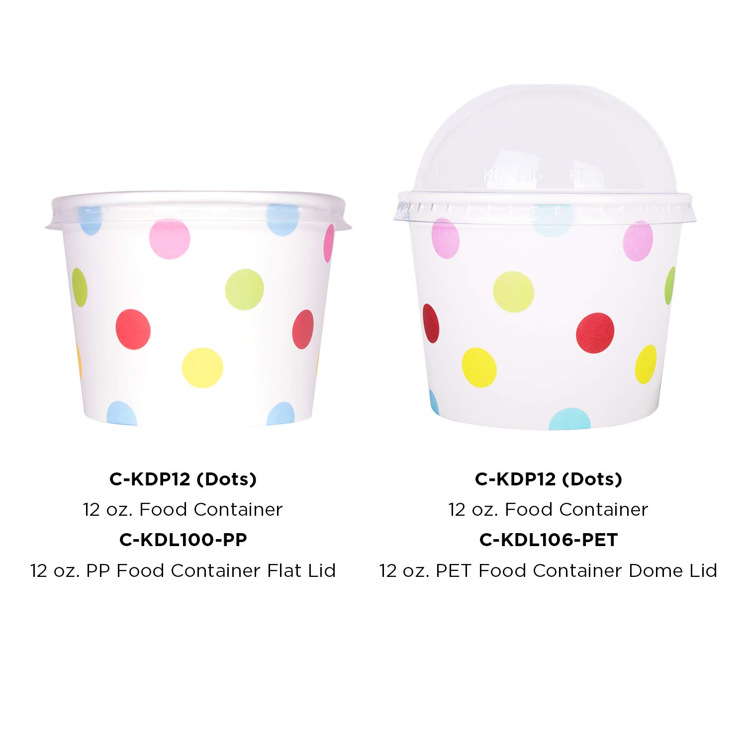 12oz (1000 ct) Disposable Paper Ice Cream Cups & Soup Bowls - Hot/Cold Food Containers for Ice Cream, Gelato, Yogurt, Soup & Snacks - Perfect for Parties, Catering & Dessert Shops - Dotted Design