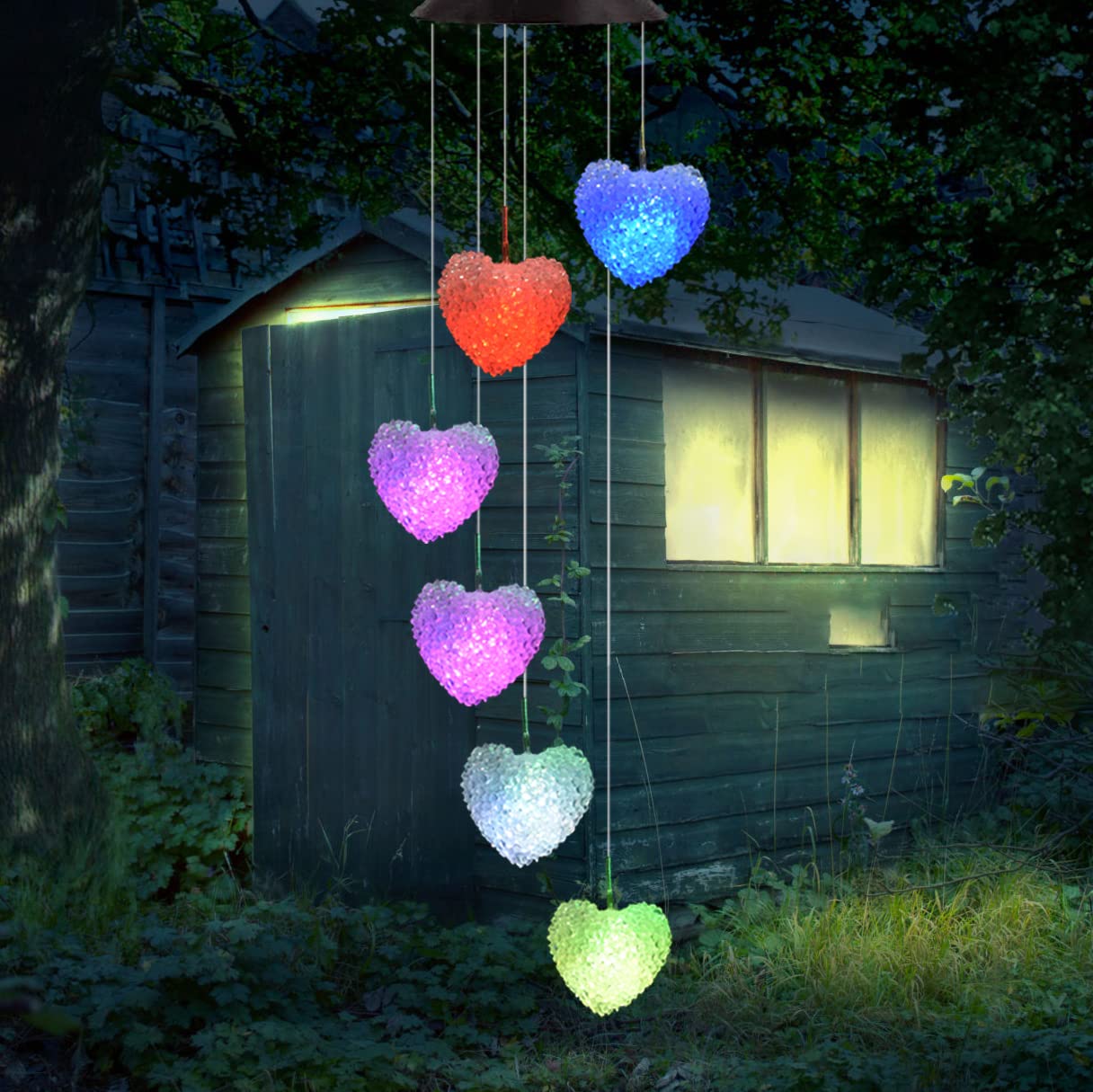GOKU Sweet Hanging Hearts Solar Wind Chimes - Color Changing LED Outdoor Wind Chime Lights for Garden, Patio, Porch, Yard Decor - Perfect Birthday Gift for Mom, Grandma, Girlfriend | Party & Home Decoration