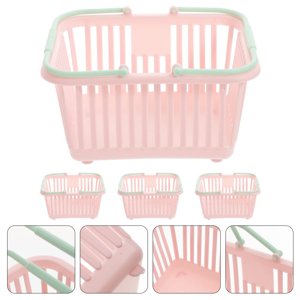4-Piece Plastic Storage Baskets Set - Small Organizer Bins for Toys, Bathroom Sundries & Bagels - Durable Stackable Containers for Home, Office & Shower Organization