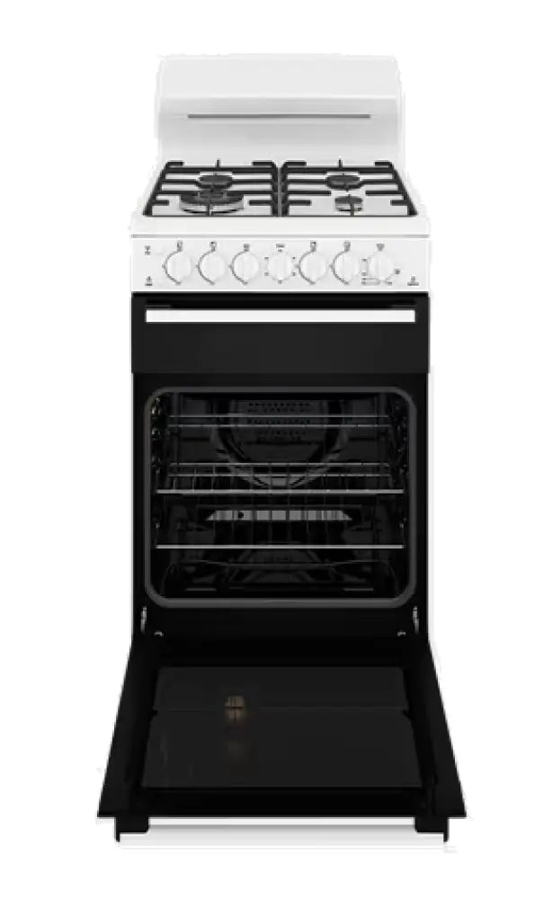 Westinghouse WLG512WCNG 54cm Freestanding Gas Range with 4 Burner Cooktop - White | Perfect for Home Kitchens, Baking & Family Cooking