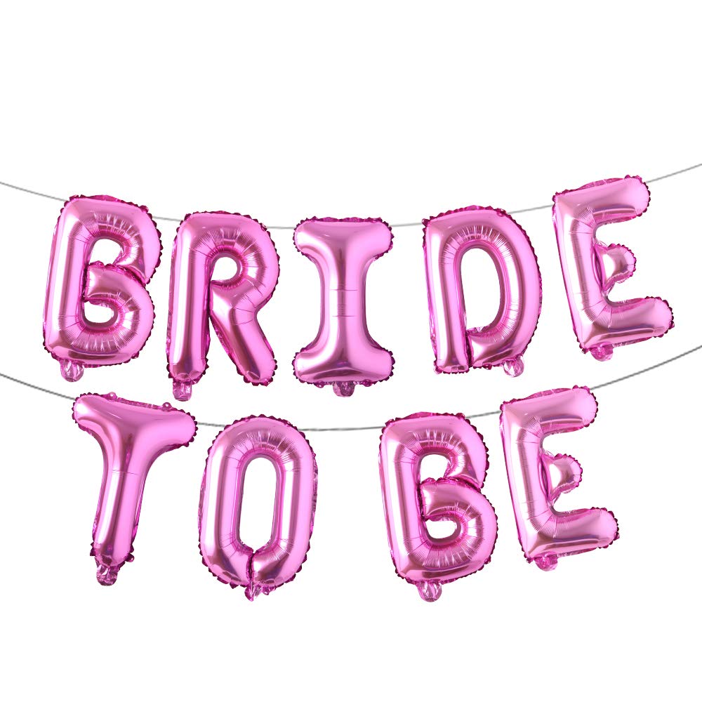 Bride to Be Banner Letters Balloons Pack - 16 Inch Rose Red Foil Mylar Engagement Party Decorations Kit for Bachelorette Party, Bridal Shower & Wedding Celebrations - Perfect for Photo Backdrops, Venue Decor & Bridal Party Gifts