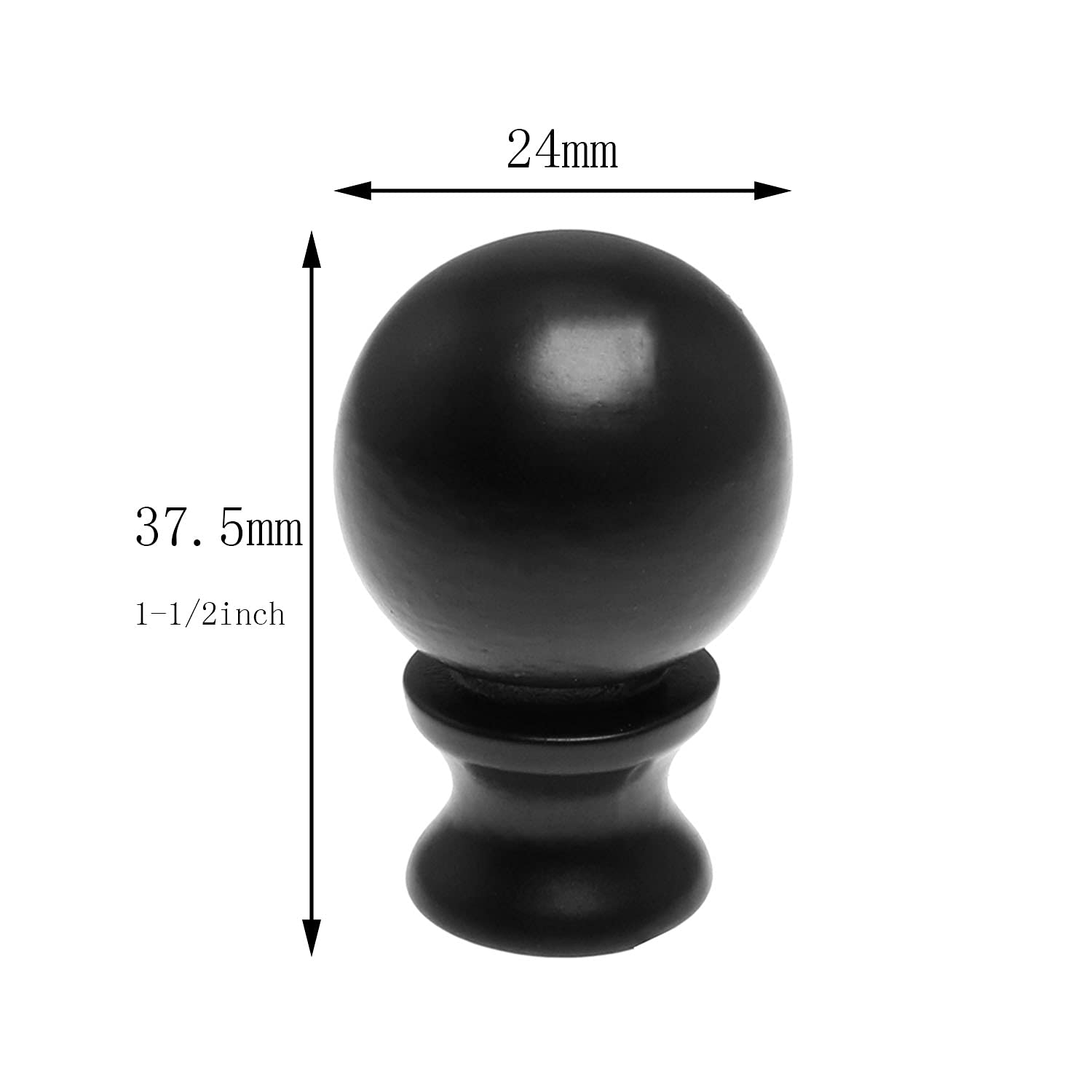 2-Pack 1.5 Inch Oil Rubbed Black Steel Ball Lamp Finials - Decorative Knob Cap for Lamp Harp Holder - Perfect for Table Lamps, Floor Lamps and Chandeliers