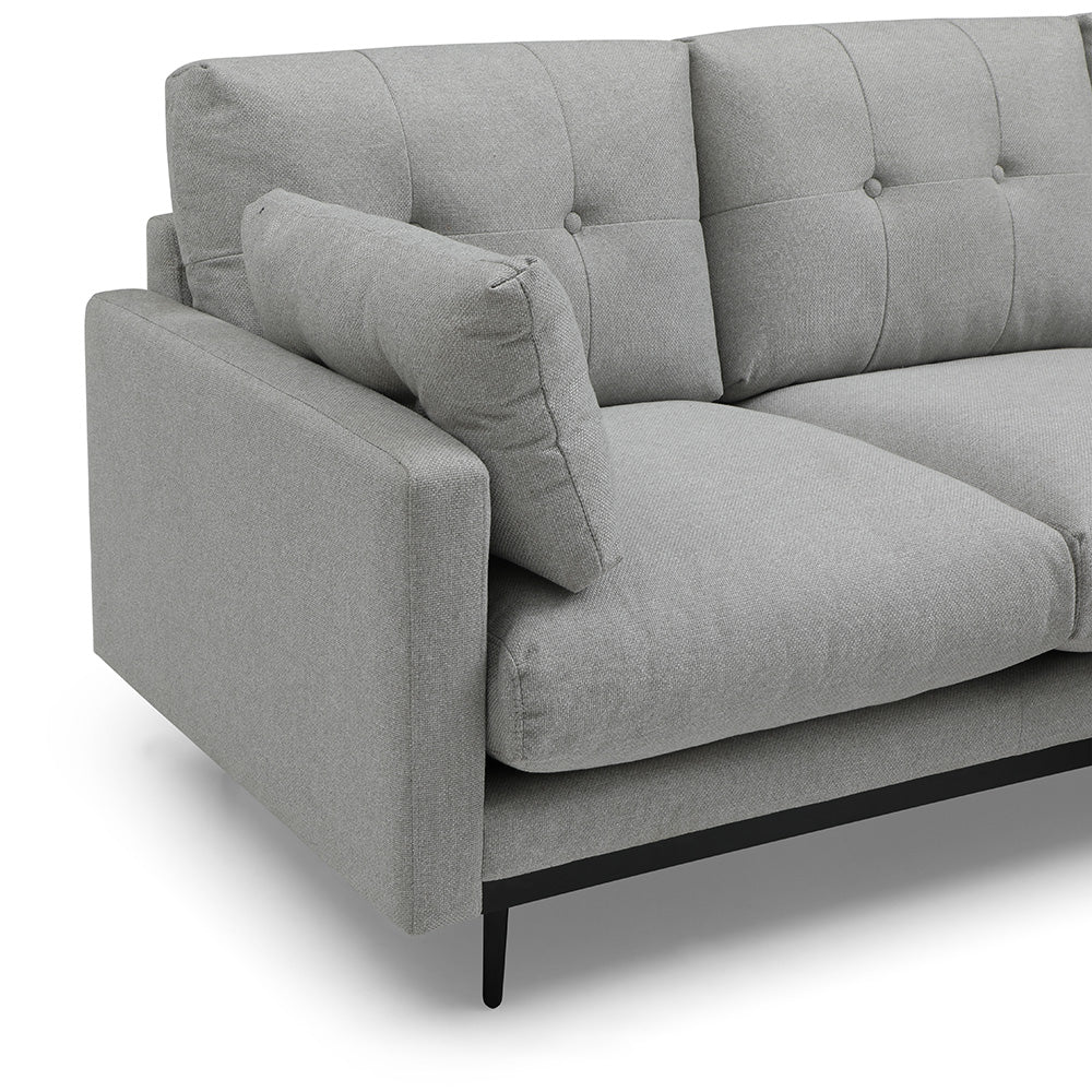 HAVANA 3-Seater Sofa with Right Chaise in Light Grey & Black - Modern Living Room Furniture for Small Spaces & Apartments