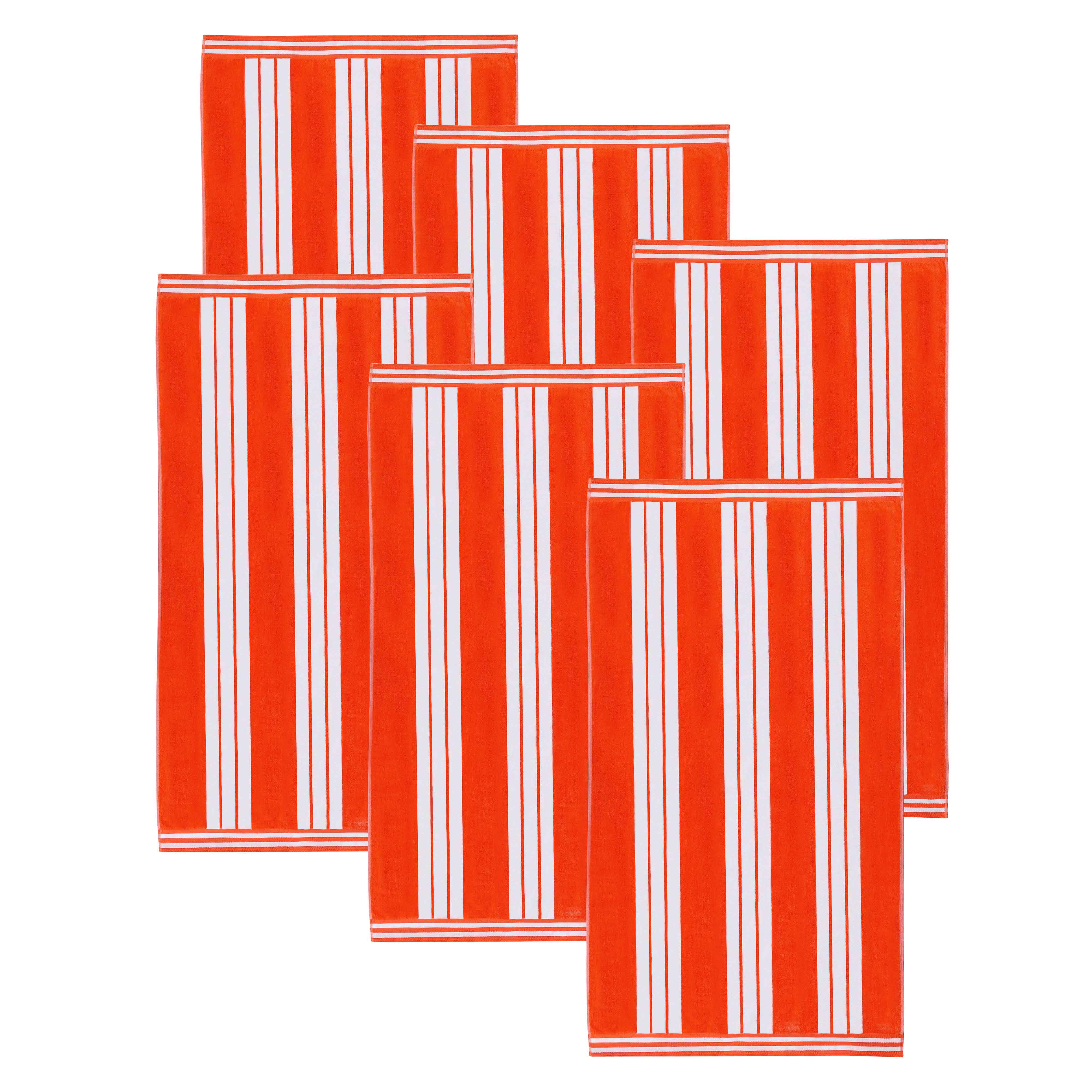 Premium Cabana Stripe Oversized Cotton Beach Towel Set (2/4/6 Pack) - Soft Quick-Dry Bath Towels for Pool, Beach, Yoga & Travel