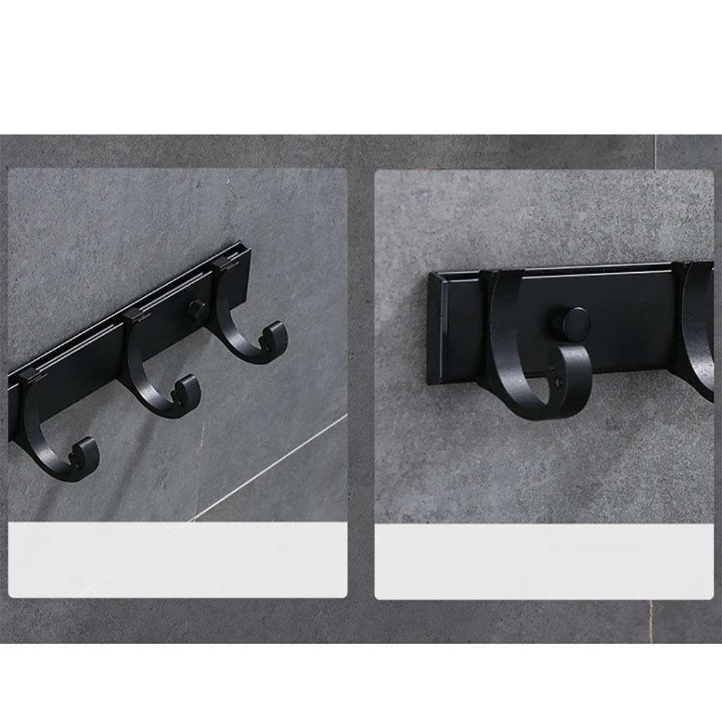 Premium Space Aluminum Black Coat Hooks - Wall Mounted Entryway Organizer with 5 Hooks for Coats, Hats & Towels - Durable Decorative Hooks for Home, Office & Bathroom Use