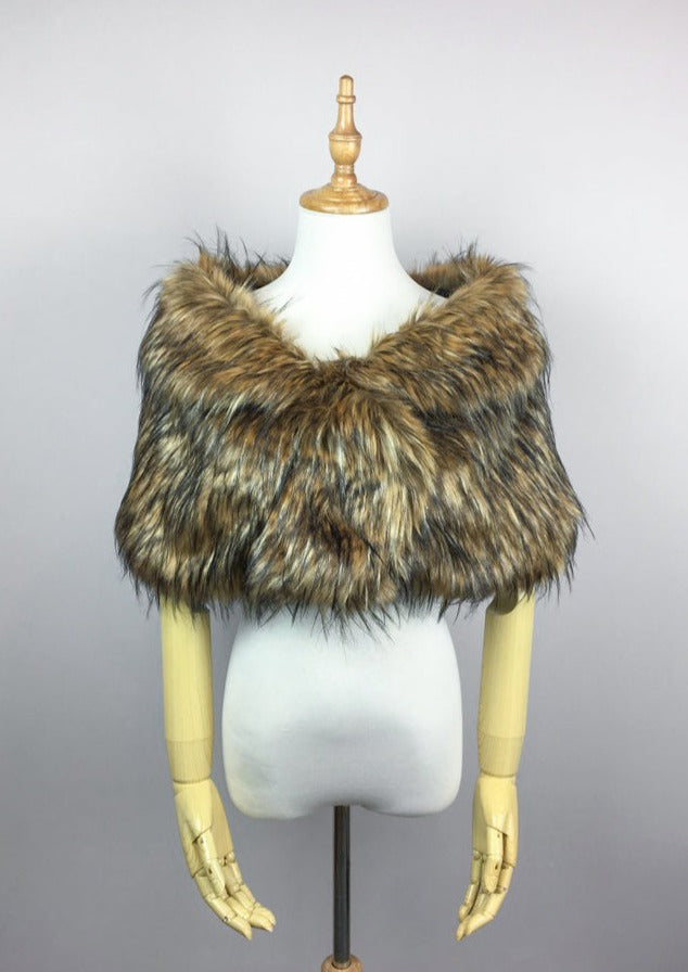 Luxury Brown Fur Shawl Wrap - Blair Brw02 | Soft & Warm Winter Fashion Accessory for Women | Perfect for Parties, Weddings & Evening Events